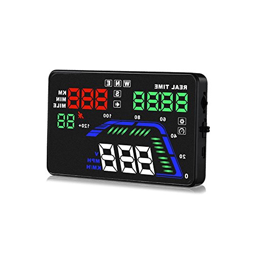 Pyle Universal 5.5’’ Car HUD Head-Up Display Multi-Color Windshield Screen Projector Vehicle Speed & GPS Navigation Compass, Plug & Play, With Speed, Time, Altitude & More (PHUD15)