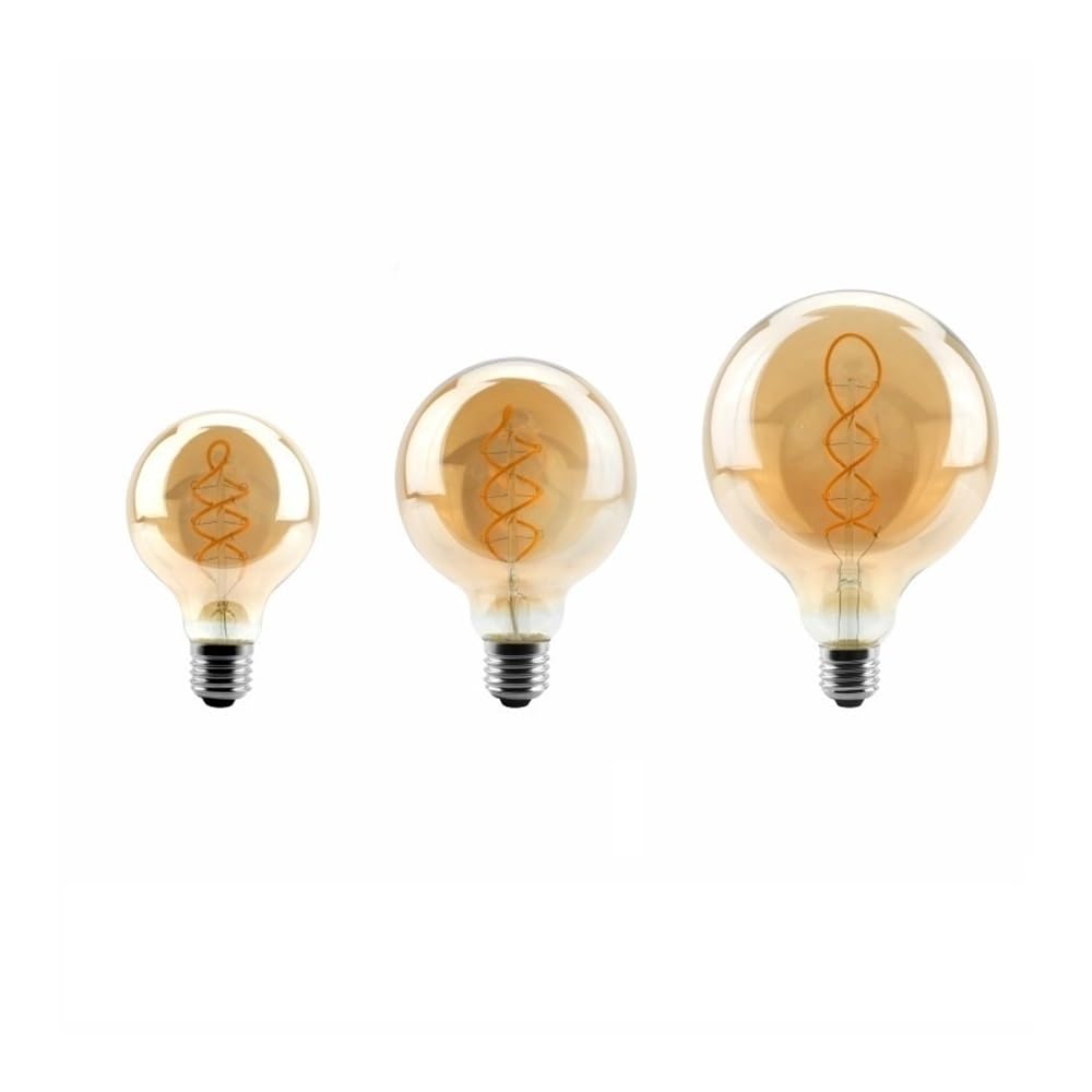 HHF Iluminación del hogar, Paquete de 5, bombilla Edison Retro E27 AC220V 4W bombilla de filamento LED en espiral suave G80 G95 G125 lámpara Vintage(E27 G125)