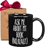 Qupoomafu Funny Writer Coffee Mug, Ask Me About My Book No Really Fun Gag Humorous Author Appreciation Gift for Author Fiction Novelist Novel Fan Reader Literature Book Bookworm (black)