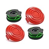 WETOOLPLUS 0.080 in. x 30 ft. Replacement Dual-Line Automatic Feed Spool AFS for GH1000 Electric String Grass Trimmer/Lawn Edger,Compatible with Black Decker DF-080,2 Spools & 2 Cover Cap, 4 Pack