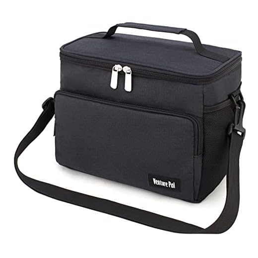 Leakproof Reusable Insulated Cooler Lunch Bag - Office Work Picnic Hiking Beach Lunch Box Organizer with Adjustable Shoulder Strap for Women,Men-Black