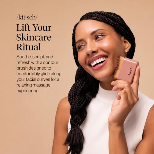 Kitsch Lymphatic Contour Face Brush - Facial Massage Brushes w/Soft Hypoallergenic Bristles, Helps Depuff & Encourage Circulation, Face Brush for Lymphatic Drainage, Ergonomic Design - Terracotta - Image 2