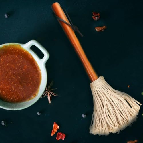 Grillpinsel, 2 Stück, BBQ-Soßen-Grillpinsel, Grillpinsel, BBQ-Mopp-Pinsel-Set mit langem Holzgriff