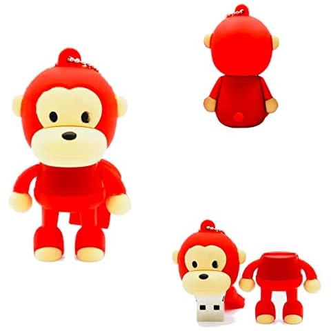 USB Flash Drive for Young Adults - Animal Pen Drive - Jump Drive for Students - Back to School Thumb Drive - Fun Animal USB - Cool Pen Drive for School - 16 GB Storage (Monkey - Red) Cover