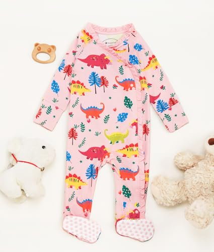 Newborn Baby Clothes with Viscose from Bamboo, Ruffle Button Footie Outfit Long Sleeves Jumpsuit for Boy and Girl4