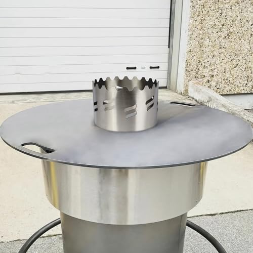 GFTIME Edelstahl Wokaufsatz für alle Feuerplatten, Grillplatte, Plancha mit kreisrunder Öffnung Ø 20 cm