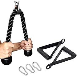 Polea Pesas Casera CMYKZONE TríCeps Empuje Tire Hacia Abajo Cuerda Cuerda, Cable De La Cuerda De TríCeps Para Multi Gym con Mango & MosquetóN De Gancho RáPido, Para Las Combinaciones De Entrenamiento De Fuerza Del Brazo