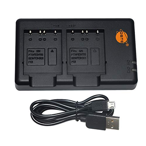 DSTE NP-B/F Cargador de batería USB Dual Compatible con Sony NP-BG1,NP-FG1,NP-BD1,NP-FD1,NP-FT1,NP-FE1,NP-FR1 Batterie als BC-TRX BCTRX(Alimentación a través de Micro USB a USB A 2.0)