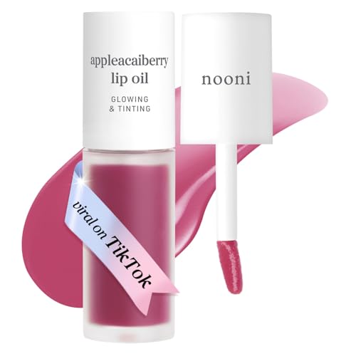 Image of NOONI Korean Lip Oil - Appleacaiberry | Long-Lasting, Moisturizing, Plumping, Revitalizing for Dry Lips, Waterproof, No Peel Off, Korean Tint, Hydrating Lip Stain, Nourishing Crystal Clear, 0.12 FL Oz