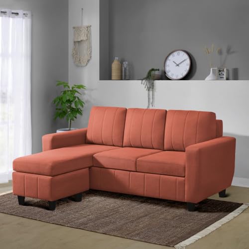Image of Sleepyhead Bae Designed by Duroflex - Interchangeable L Shape Sofa Set |Modular Rearrangeable Lounger |Space-Saving, Comfortable & Easy-Maintenance Sofa For Living Room |3 Year Warranty - Ember Orange