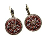 100% nuovo e di alta qualità Orecchini steampunk simbolo vichingo nordico steampunk Vegvisir guerriero vichingo bussola cupola di vetro orecchini vintage modello amuleto, (Italiano)