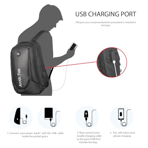 Image of Arctic Fox Ranger Anti-Theft Backpack with USB Charging Port | 35 Ltr Capacity | Multipurpose Backpack |Rain Cover | Number Lock | 15.5 Inch Laptop Backpack (Black)