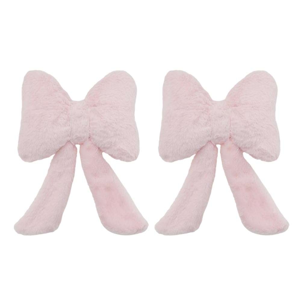 BDKMMS Car Neck Pillow, 2PCS Cute Bow Headrest Pillows Pink Soft Pillow Cushion for Car, Sofa, Bed