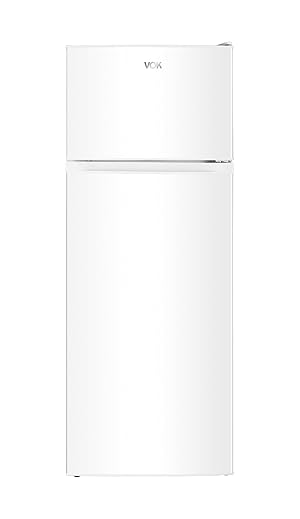 VOK - Frigorifico Dos Puertas - Modelo EVR-206DEW - Capacidad 206 L - Altura 145 cm - Puertas Reversibles - Tamaño Compacto - Iluminacion LED - Eficiencia Energetica E - Blanco - Instalacion Incluida