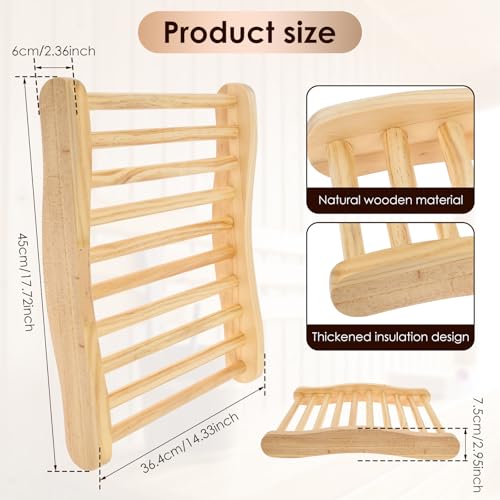 Sauna Backrest Infrared Sauna Accessories, Wooden Slip-Resistant Comfortable S-Shape Design Sauna Chair w Back Support, Ergonomic Sauna Back Rest for Any Barrel or Infrared Sauna, 17.7"x14.3"x2.9"
