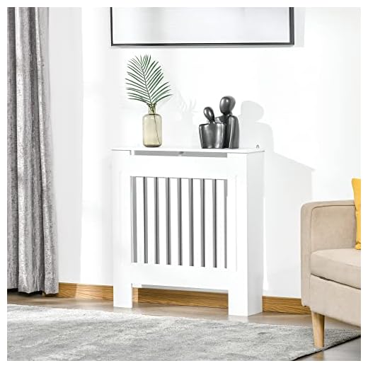 HOMCOM Cubre Radiadores Cubierta de Radiador Moderna Cubreradiador de MDF para Sala de Estar Dormitorio 78x19x81 cm Blanco