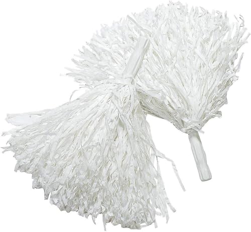 White Plastic Cheerleader Cheerleading Pom Poms for Party Costume Fancy Dress Dance and Sport Party Dance,Cheerleading Poms, White Pompoms for Crafts,Team Sports - Thumbnail 3