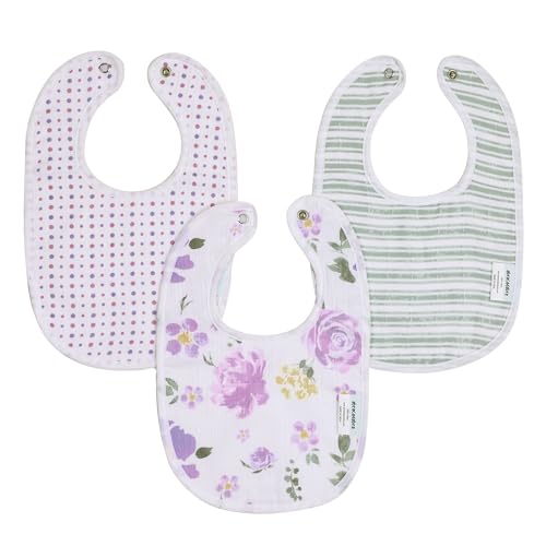 Image of abracadabra Muslin Bibs with Adjustable Snap Button Closure, Super Absorbent, Soft, Comfortable & Lightweight, Set of 3 - Villandry