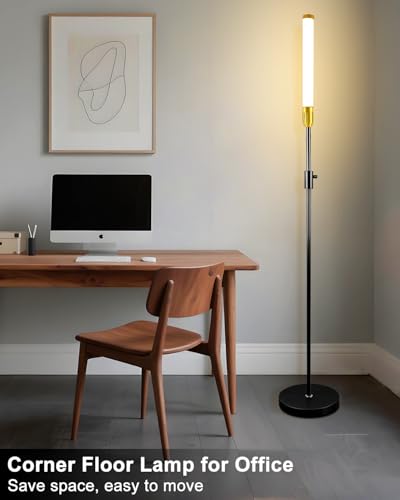 Image of Lightdot 68IN LED Floor Lamps for Living Room, Stepless Dimmable(10-100% Brightness) Modern Standing Tall Lamp with Milky White Cylindrical LampHead,Mid Century Industrial Floor Lamp for Bedroom-Black