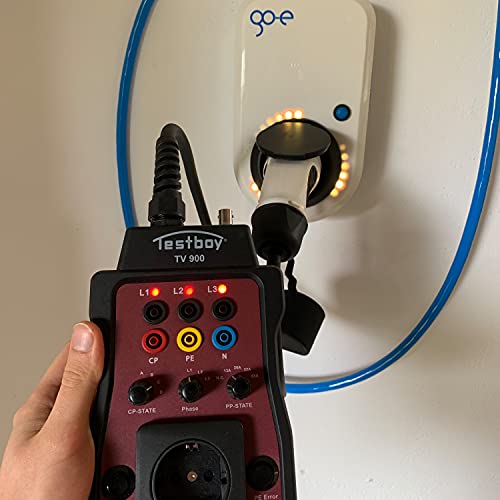 Testboy TV 900 Adaptateur de borne de recharge pour tester les bornes de recharge de type 2 (testeur d'installation ou multimètre connectable, LED intégrée), noir/rouge – Image 7