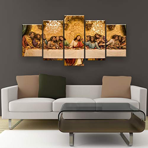 Santa Ceia Dourada Quadros Decorativos 130x65cm RL13M5
