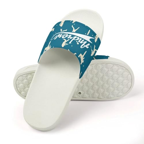 Custom Sports Slides Personalized Slippers - Baseball Sandals Quick Drying Softball Slippers Indoor Outdoor,Gifts for Men Youth Boy (White,Style 50)4