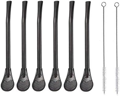 Miniatura 8 de Mengbaobao 6 pajitas de acero inoxidable 304 de oro rosa con 2 cepillos de limpieza