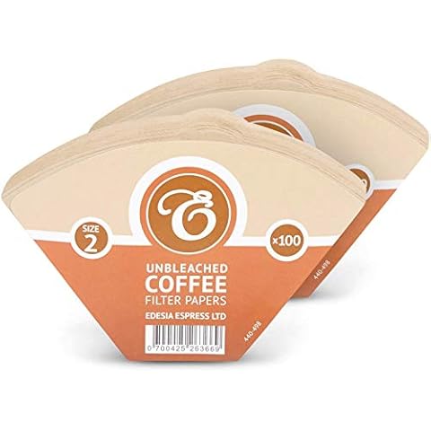 200 Size 2 Coffee Filter Paper Cones, Unbleached by EDESIA ESPRESS Cover