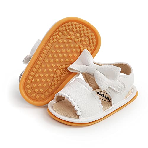 Image of HONGTEYA Baby Girls Boys Sandals 0-24 Months Toddler Summer Baby Shoes Non-Slip Rubber Sole, Newborn Infant Walking Shoes Open Toe with Hook and Loop Indoor Outdoor