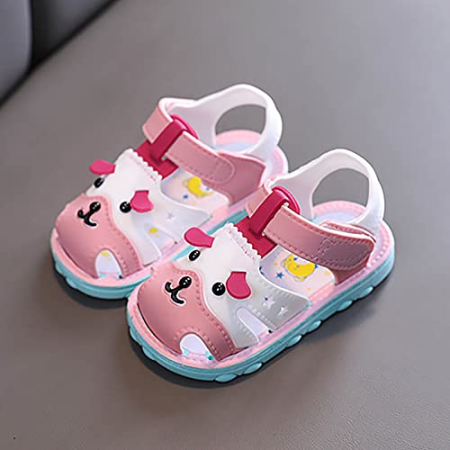 Toddler Baby Girl Boy Summer Sandals Cartoon Dog Shoes Non Slip Soft Sole First Walkers Prewalkers (Pink, 4.5 Infant)3