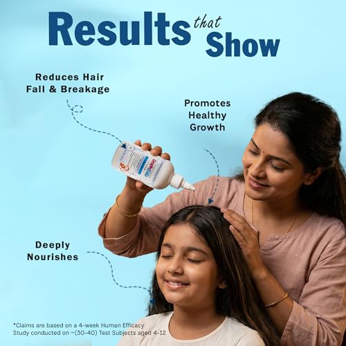 Image of Simply Kids Hair Oil for 4 to 12 years | 10 Coldpressed Oils Including Almond, Wheat germ & Jatamansi | Promotes Hair Growth, Reduces Hair Fall & Anti- Dandruff Hair Oil for Kids | SLS & Paraben Free | Dermatologically Tested Safe for Sensitive Skin | 175ml