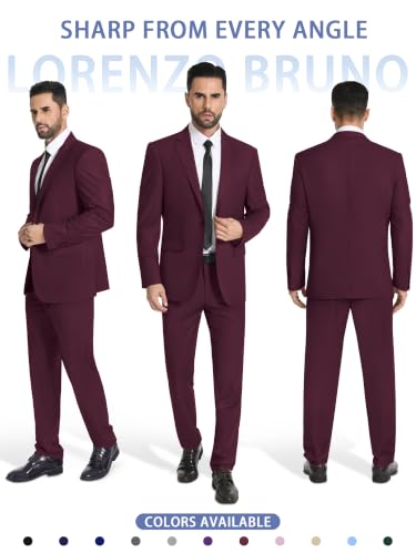 Image of Mens Suit 2 Piece Suits for Men One Button Slim Fit Solid Jacket & Pants Tuxedo Set Business Wedding Party Prom
