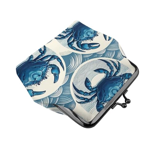 Pu Leather Buckle Coin Purse Cute-Blue-Crabs Girls Kiss-Lock Change Purse Wallets3