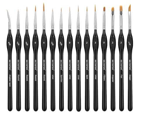 GETHPEN Extreme Detail Paint Brushes Set, 15pcs Miniature Paint Brushes for Fine Detailing, Art Painting, Micro Detail Paint Brush for Acrylics, Oils, Watercolors, Paint by Number,Rock Painting by GETHPEN - Used condition - US$8.79