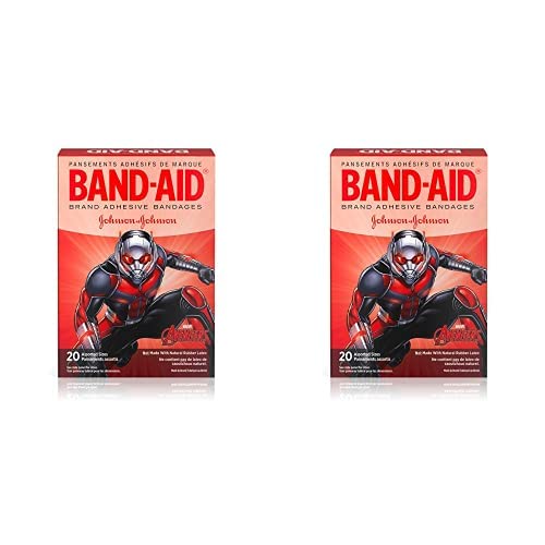 Band-Aid Brand Adhesive Bandages for Minor Cuts and Scrapes, Featuring Marvel Avengers Characters for Kids, Assorted Sizes 20 ct (Pack of 2)