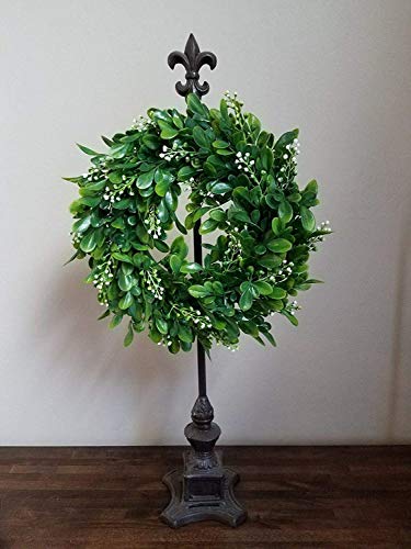 Lskytop 4 Pack Boxwood Wreath Round Wreath Artificial Wreath Green Leaves Wreath Door Wall Window Decoration,12Inch/Pc #TOP5