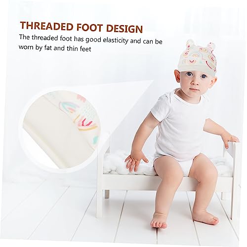 1 Set Adorable Newborn Hat with Scratch Gloves and Cotton Foot Covers Cute Rainbow Supplies for Boys for Daily Wear and Cold Weather Protection2