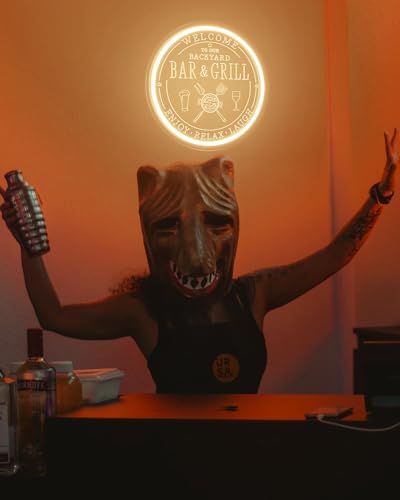 Image of Bar & Grill Neon Sign for Home Bar Wall Art Decor, Dimmable LED Neon Lights Bar and Grill Signs for Backyard Patio Garden Yard BBQ Birthday Party, Grilling Light Up Sign for Housewarming Gifts