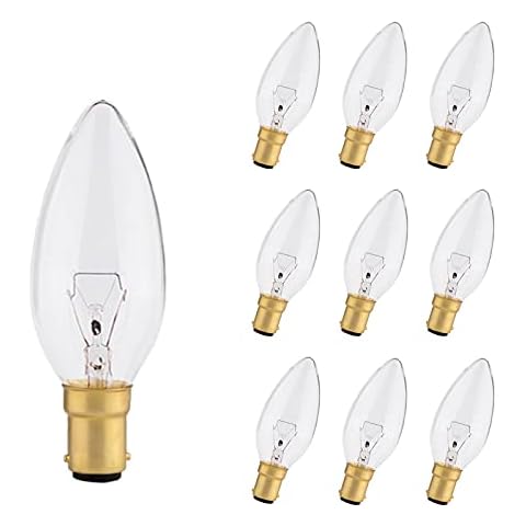 10 Pack B15 Candle Bulbs 60W, SBC Candle Bulbs Dimmable, B15 Bayonet Light Bulb Warm White 2700K, 230V, 600 Lumens Cover