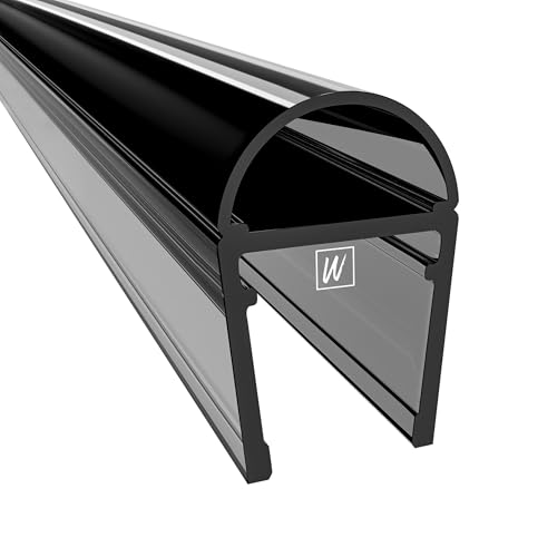 WAKA Premium Puerta de ducha & labio de ducha PRO-C Junta de ducha ópticamente negro-transparente, juntas de ducha para puertas de ducha 10-12mm L 1000mm Juntas de cabina de ducha & junta de puerta de