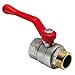 Produktbild Kugelhahn aus Messing mit 3/4" Rohr Zoll Aussengewinde AG und Innengewinde IG mit robustem Stahl Hebel Griff Rot Absperr Kugel Ventil Wasser