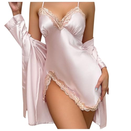 Peignoir satin 2 pièces femme : l'ensemble chemise de nuit contre les vêtements rêches
