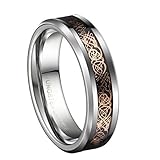 18K Rose Gold Plated Celtic Dragon 6mm Tungsten Carbide Wedding Band Ring Size 9