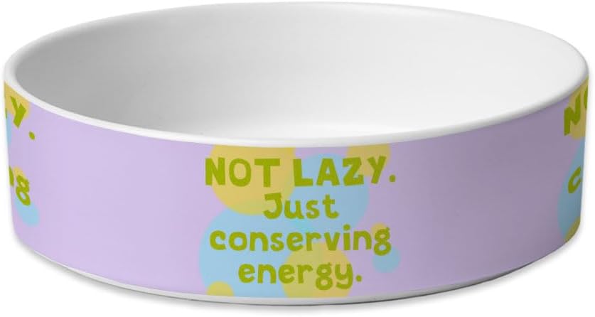 I Am Not Lazy Pet Bowl – Quote Dog Bowl – Themed Pet Food Bowl Ceramic Dog Bowl – Food Dish or Water Bowl for Pets