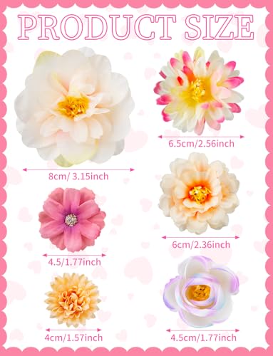 24 piezas de pinzas para cabello con flores rosas bohemias miniatura 2