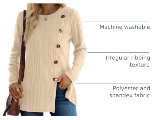 Image of XIEERDUO Long Sleeve Tops for Women Tunics Buttons Front Slit