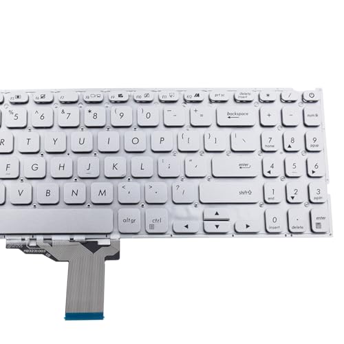 US Layout Keyboard Replacement Compatible with Asus VivoBook 15 A509FB A509FA A509FJ A509UA A509UJ A509JA D509DA D515DA F509MA F509DA F509JB F509UA F509FB M509BA M509DA M515 (Silver, No Backlit)