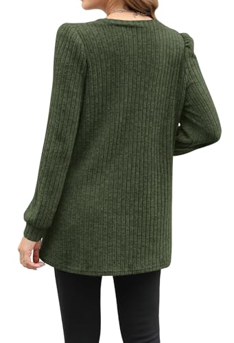 Image of OFEEFAN Long Sleeve Shirts for Women Long Sweaters with Pockets Tunic Tops Loose Fit
