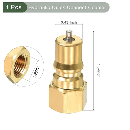 Image of YOKIVE Hydraulic Quick Connect Male Couplers, Brass Pipes | Fitting Plug Adapter Great for Constructions Agriculture (Gold Tone, 1 /8PT Plug)