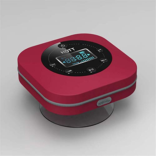 Wasserdichte Lautsprecher Badezimmer Uhr Badezimmer Saugnapf Wanduhr Digital Radio Uhr rot